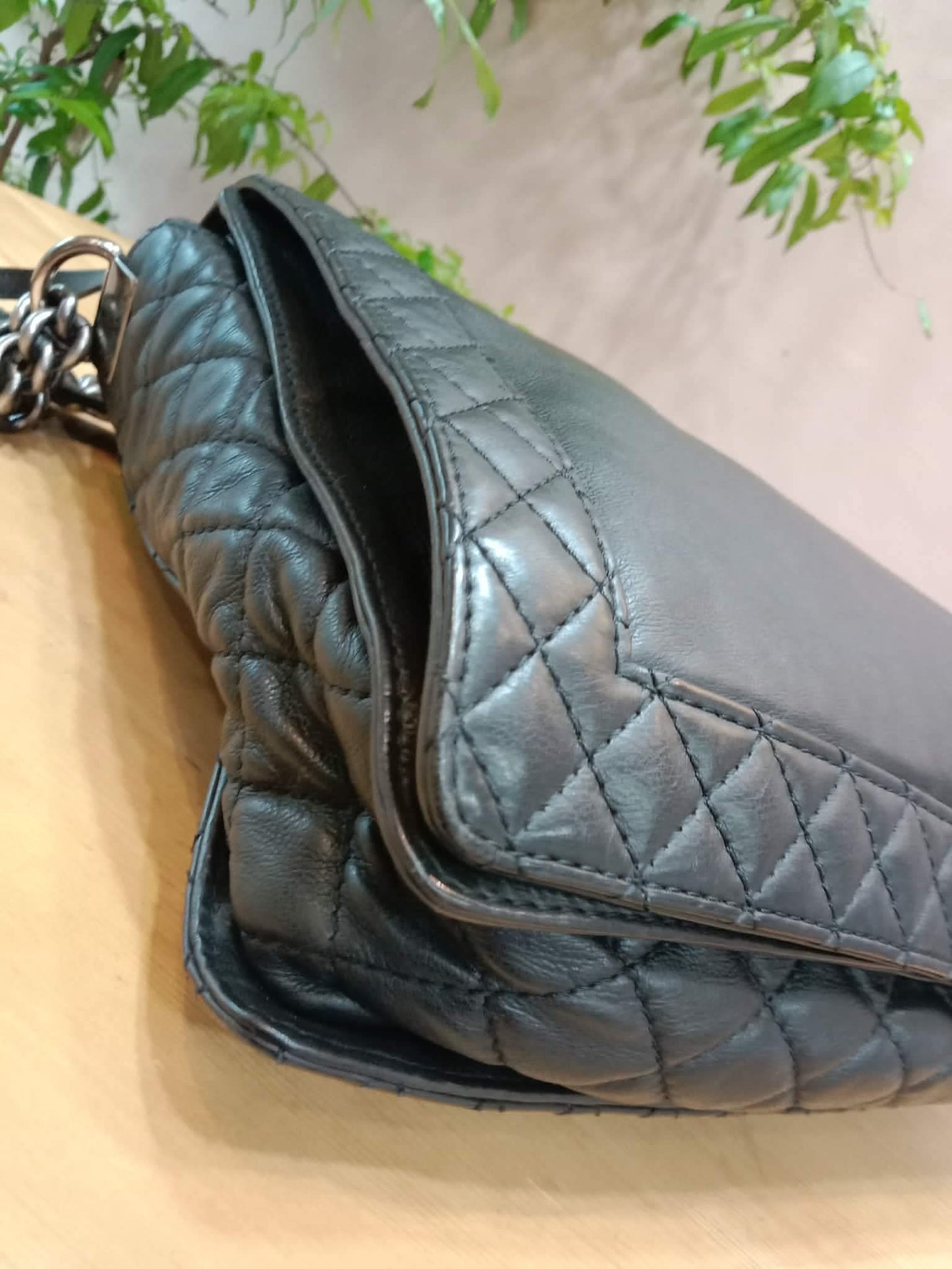 Chanel Boy Reverso Flap Bag Quilted Borders Antique Silver Hardware Series 18