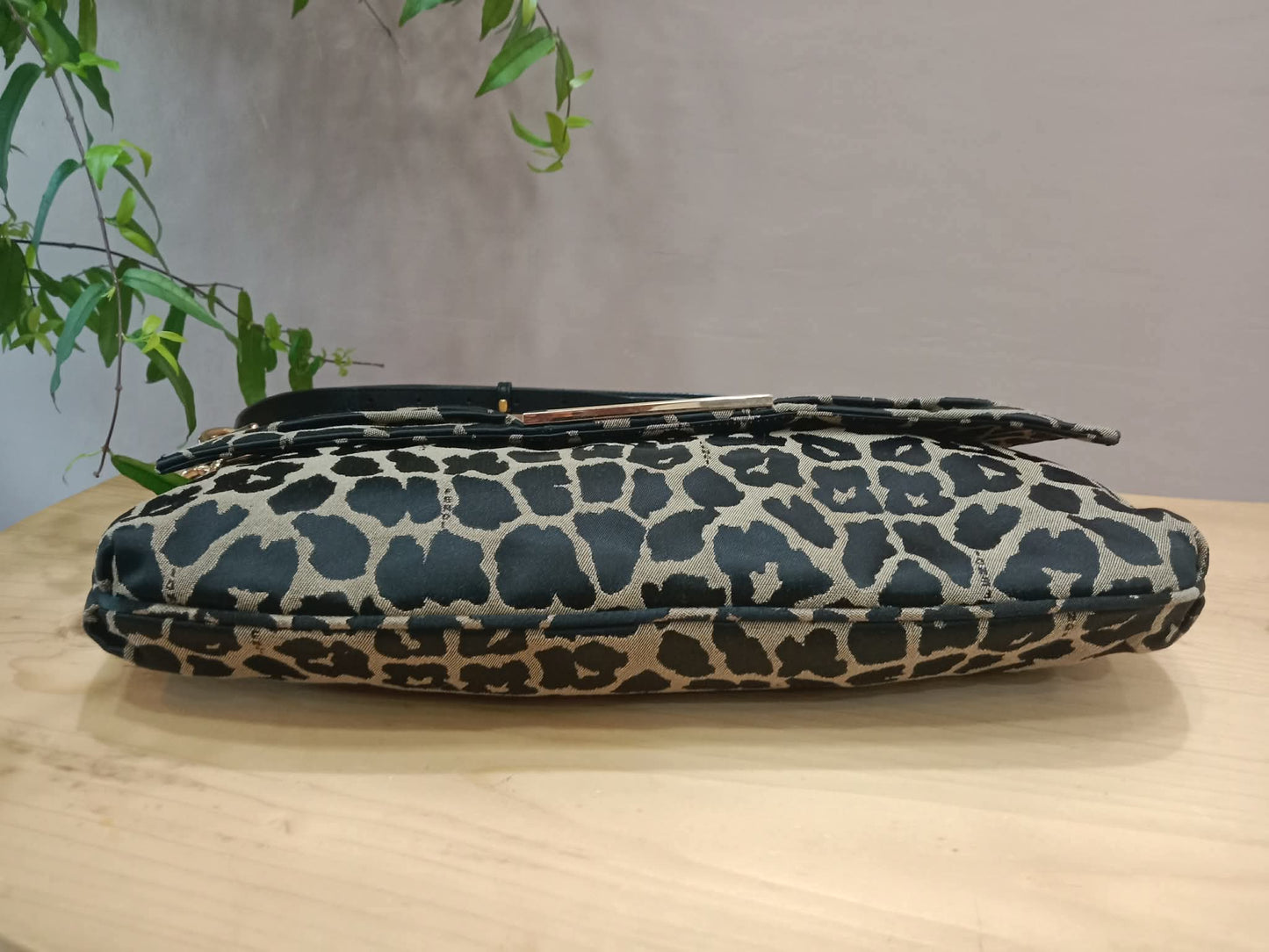 Fendi Mia Flap Bag Leopard Print Shoulder Bag