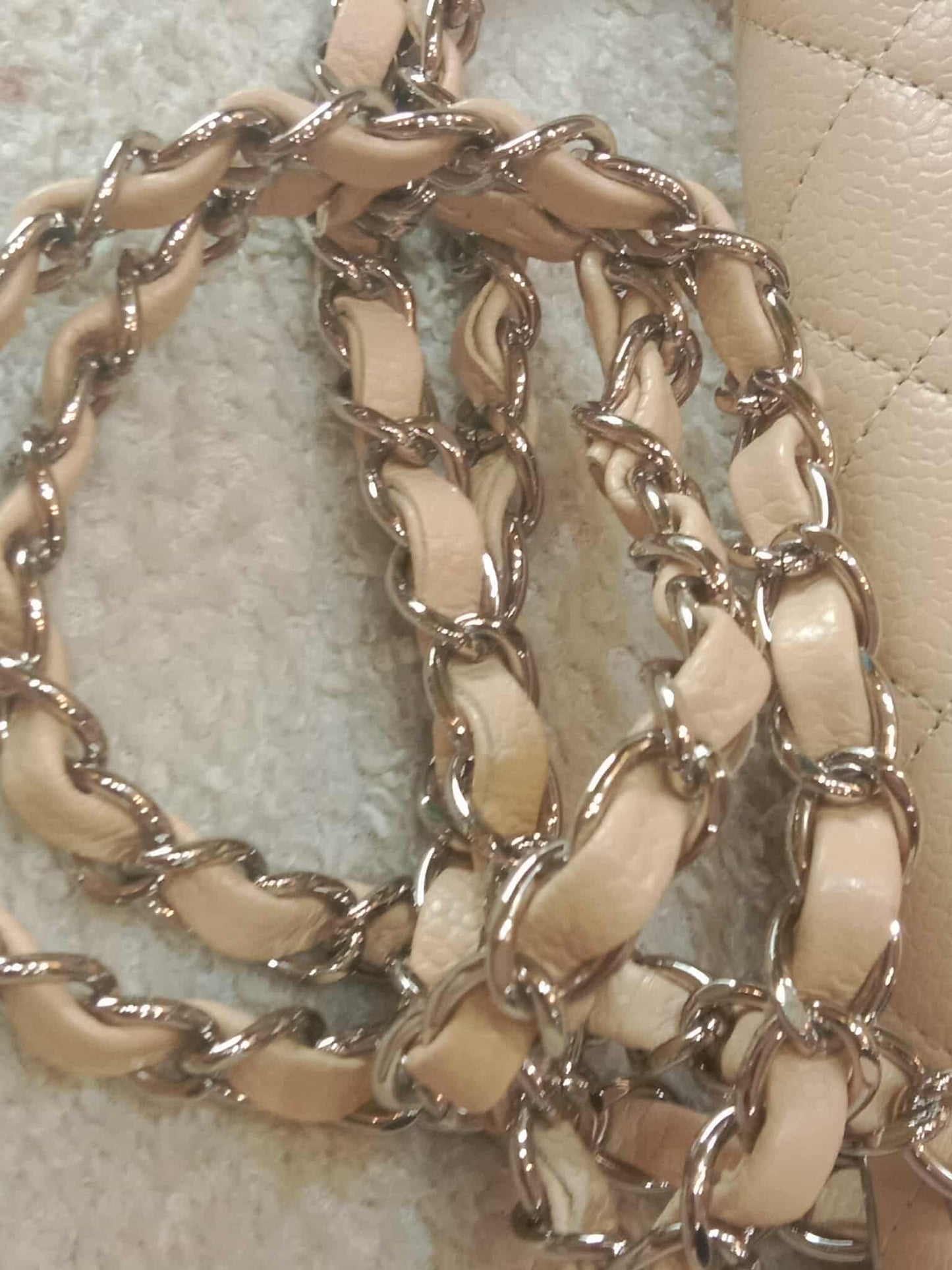 Chanel Classic Double Flap Medium Beige Caviar Series 14