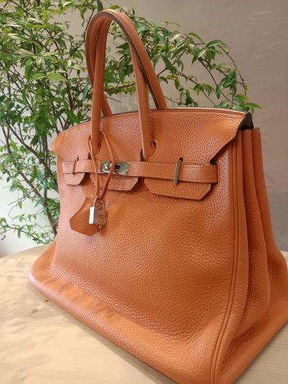 Hermes Birkin 35 Poppy Orange Clemence Stamp L Square 2008