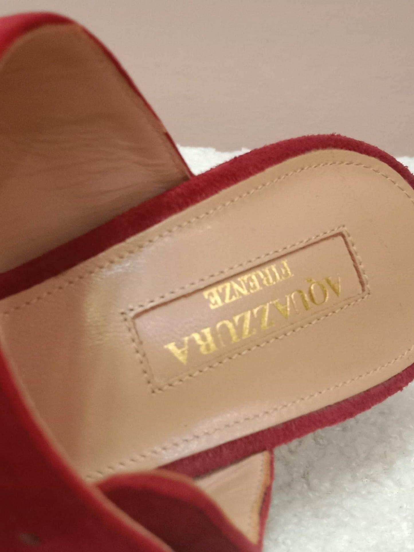Aquazzura Blossom Suede Pointed Toe Mules Red Size 35.5