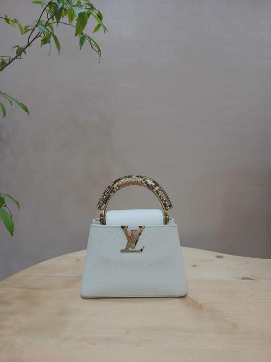 Louis Vuitton Mini Capucine Snakeskin Handle White