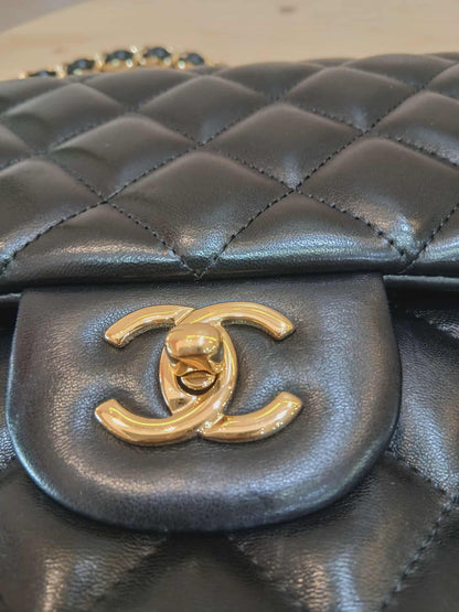 Chanel Double Flap Jumbo Lambskin Black Series 16