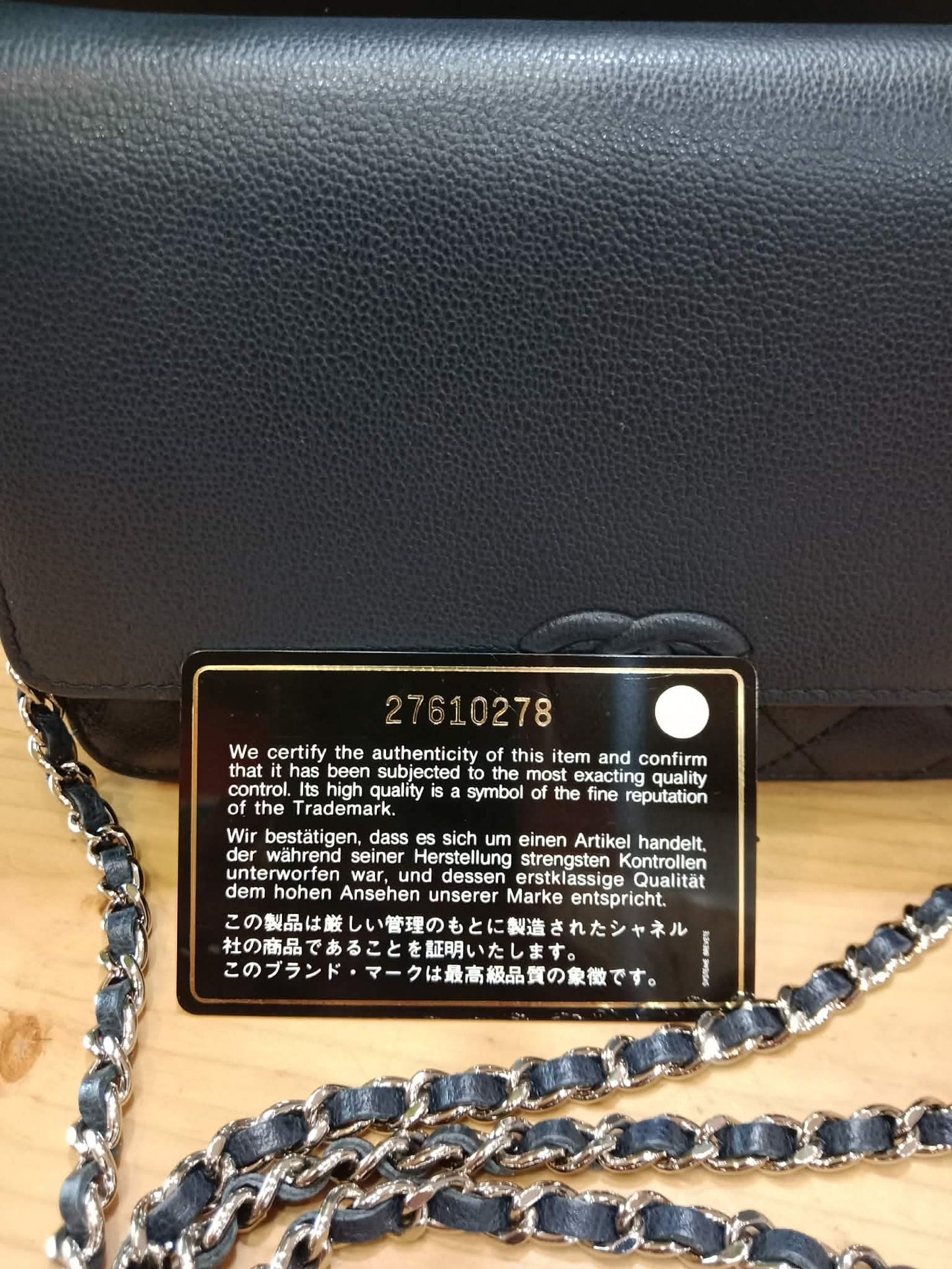 Chanel CC Box Wallet On Chain Caviar Navy Blue Series 27