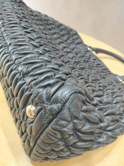 Miu Miu Nappa Matelasse Swarovski Crystal Tote Bag Black