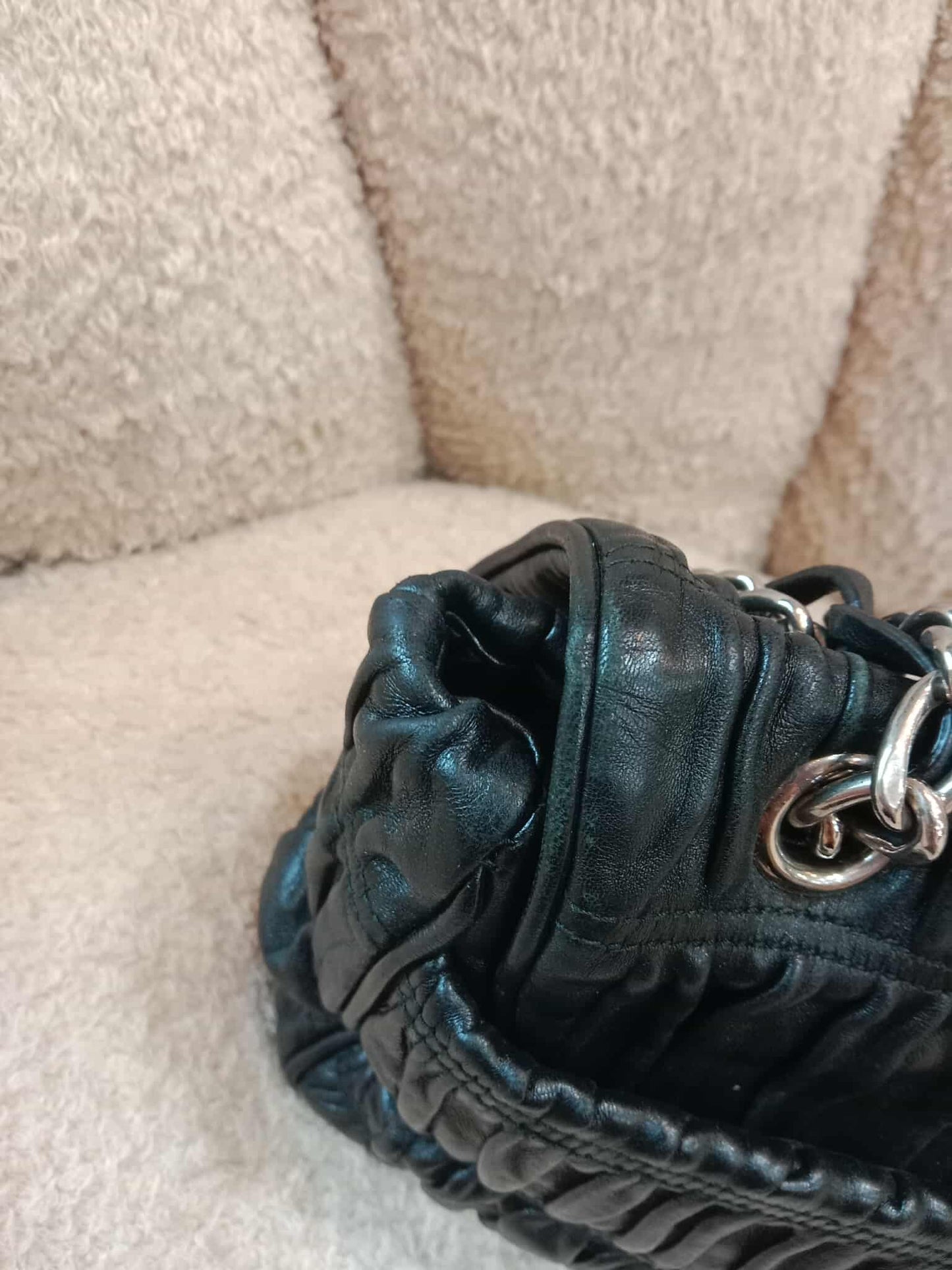 Prada Women's Leather Gaufre Black