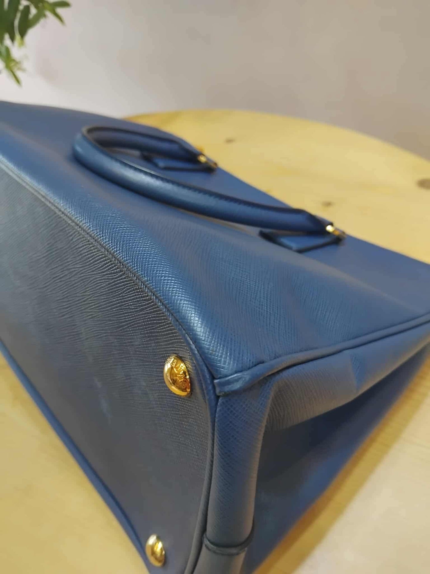 Prada Saffiano Lux Double Zip Tote Bag Blue GHW (208)