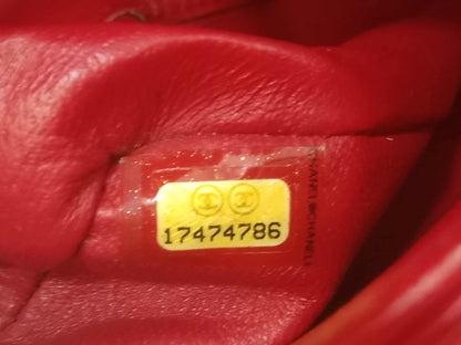 Chanel Timeless Red Quilted Lambskin Classic Double Flap Medium Series 17