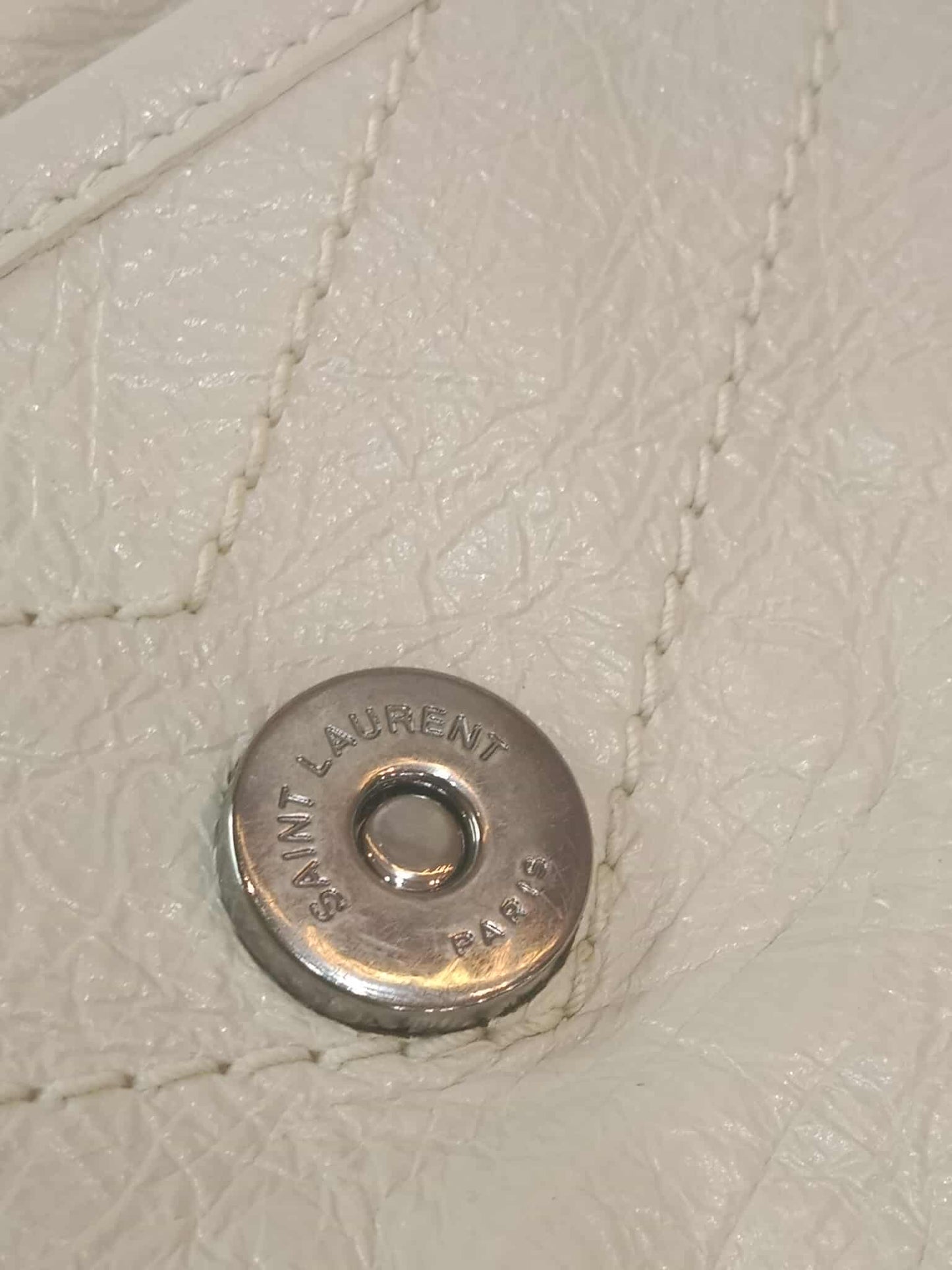 Saint Laurent Niki Medium Shoulder Bag in White Quilted Calfskin