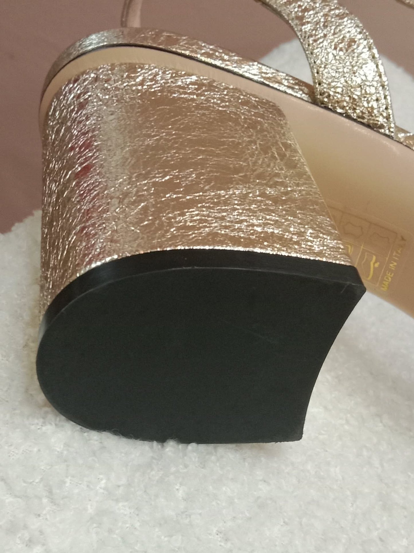 Gucci GG Marmont Sandals Metallic Gold Size 36