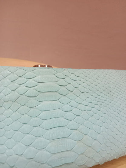 Chanel Mint Green Python Leather Clutch With a Silver-Toned Kiss-Lock Closure Series 15