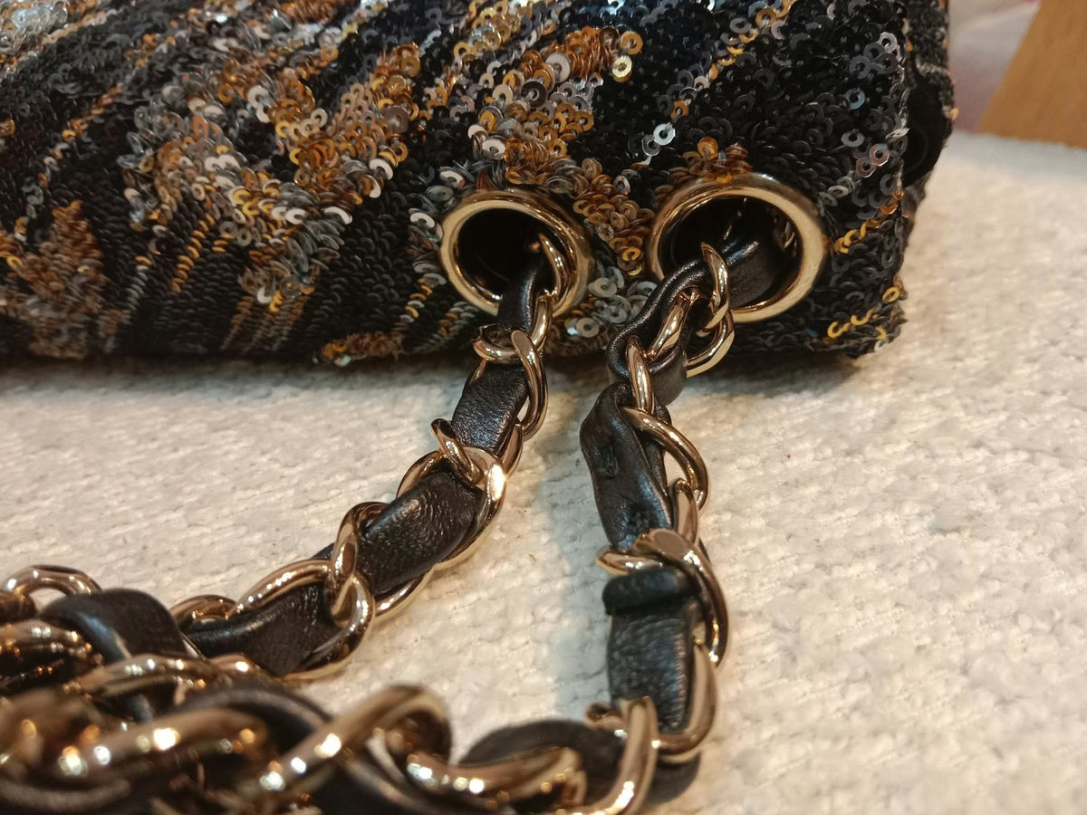 Chanel Mini Rectangular Gold/Black Sequin Limited Edition Microchipped
