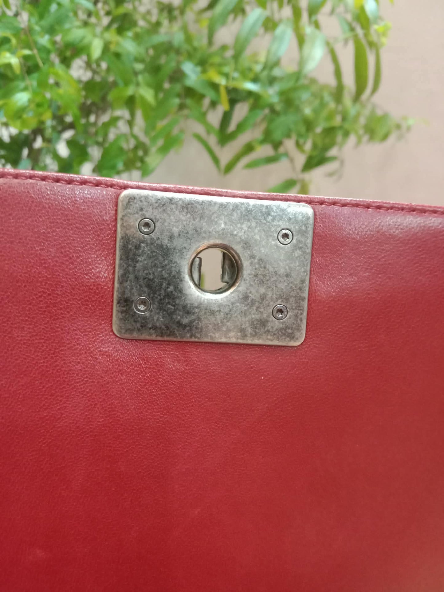 Chanel Le Boy Bag Red Lambskin Medium Series 18