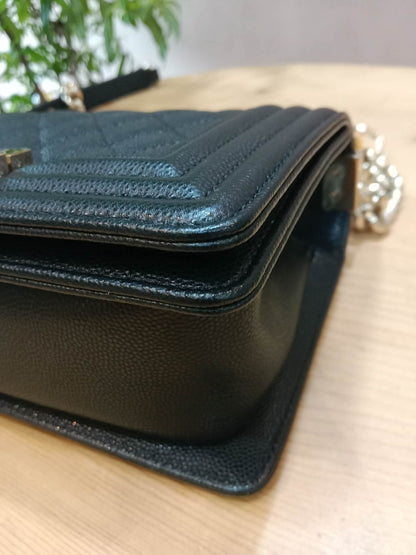 Chanel Le Boy Flap Caviar Small Black Series 23