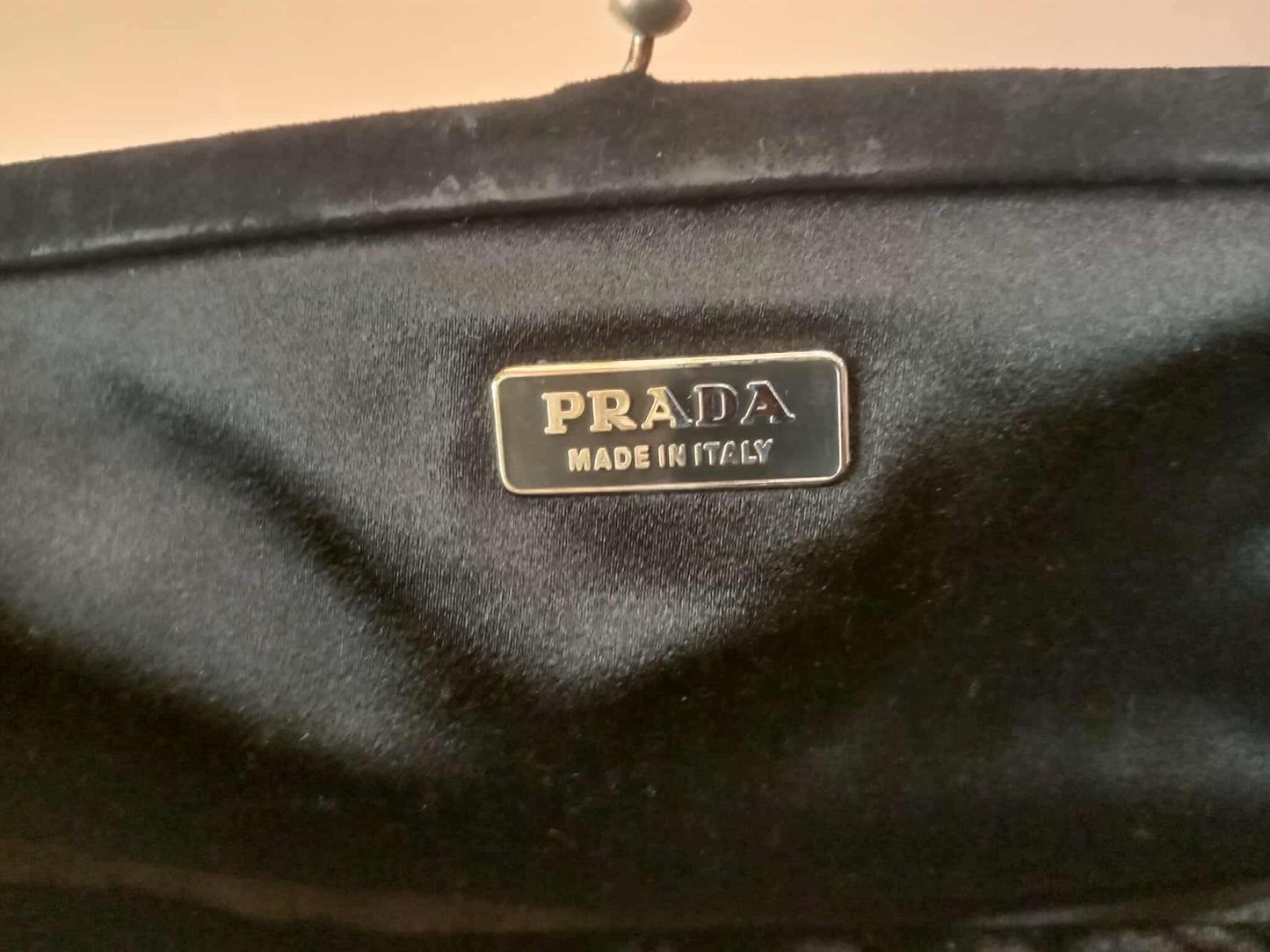 Prada Black Satin Raso Chic Kisslock Eastwest Bag