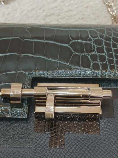 Hermes Sac Verrou Touch Chaine Mini Marquete Cypress Noir Stamp Y 2020