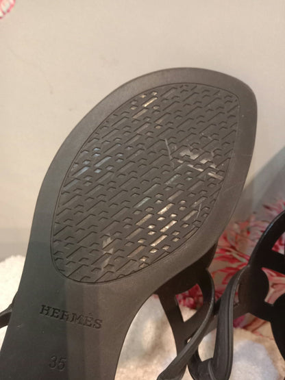 Hermes Egerie Sandals Black Size 35