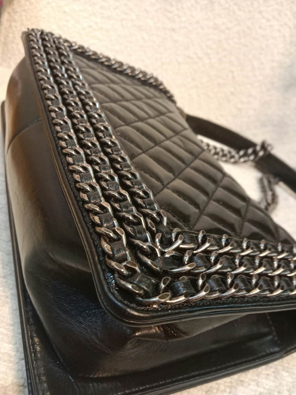 Chanel Boy Flap Chain Trim Calfskin Black Series 20