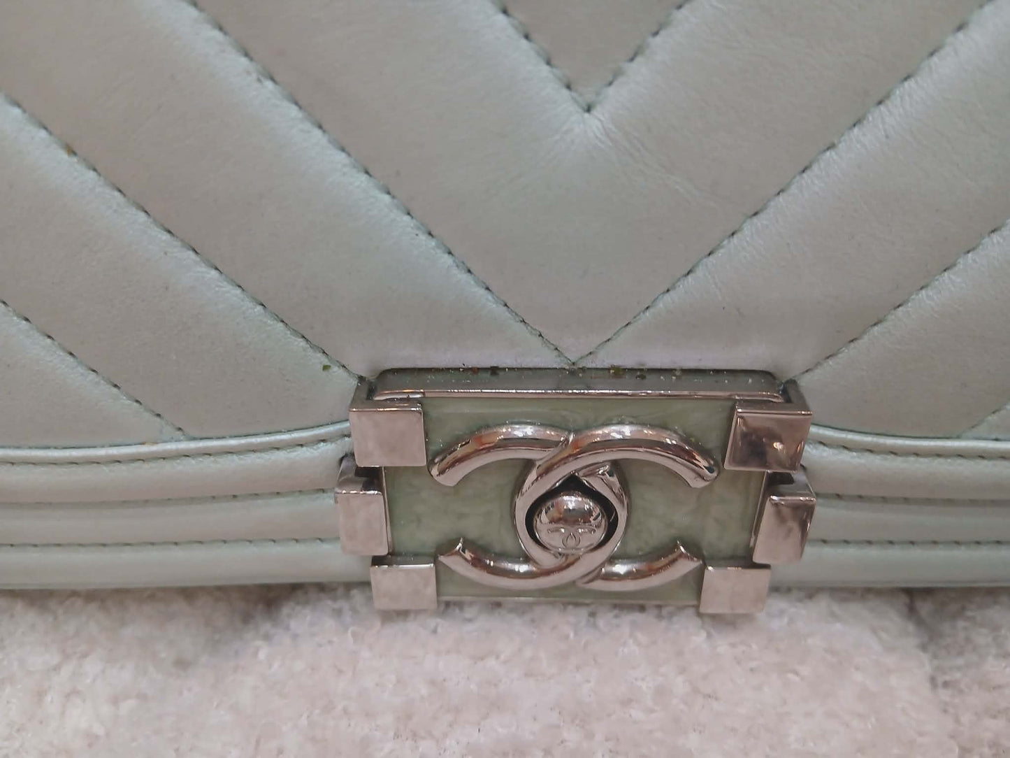 Chanel Leboy Chevron Iridescent Green Old Medium Series 25