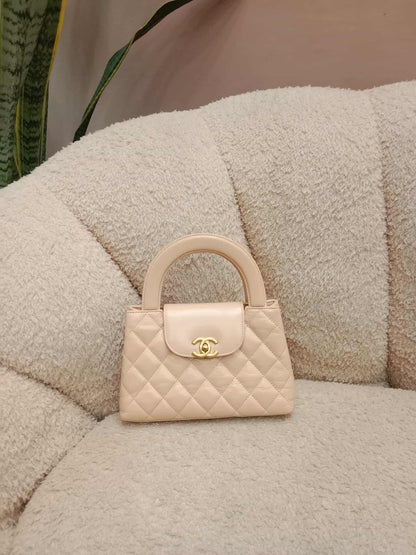 Chanel Kelly Nano Bag Beige Microchipped Fullset