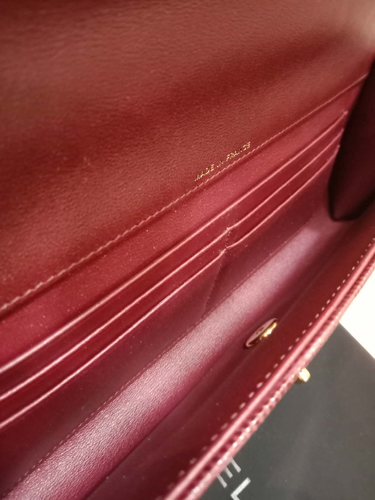Chanel Tophandle Lizard Embossed Calfskin Clutch Dar Burgundy Microchipped