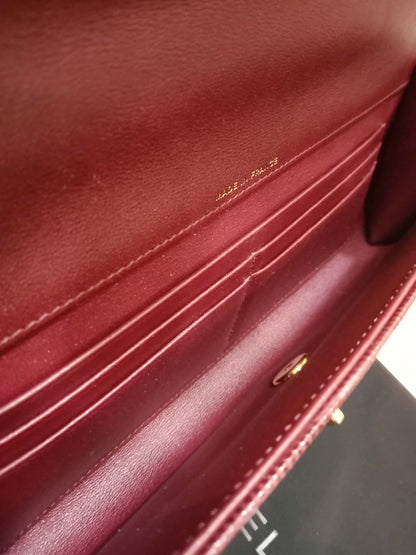 Chanel Tophandle Lizard Embossed Calfskin Clutch Dar Burgundy Microchipped