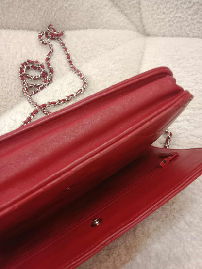 Chanel Classic Wallet On Chain Red Lambskin Series 16