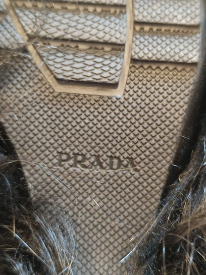 Prada Rossa Fur Black Boots Size 35
