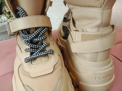 Prada Monolith Boots Beige Size 38