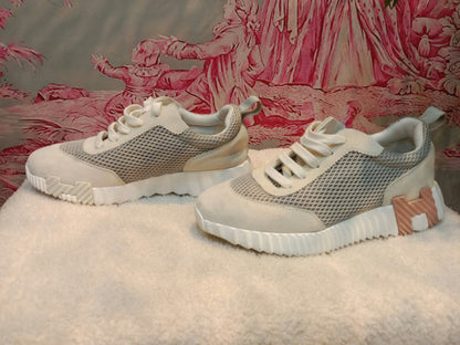 Hermes Bouncing Sneakers Gris Lulea/Blanc Colorway Size 36