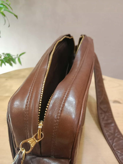 Chanel Shoulder Bag Embossed CC Logo Vintage Chocolate Brown