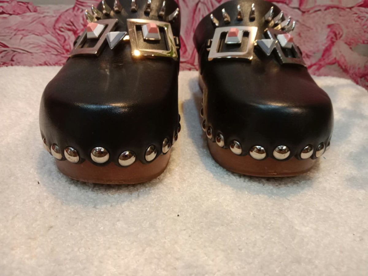 Fendi Spiked Monster Clogs Black SHW Size 36