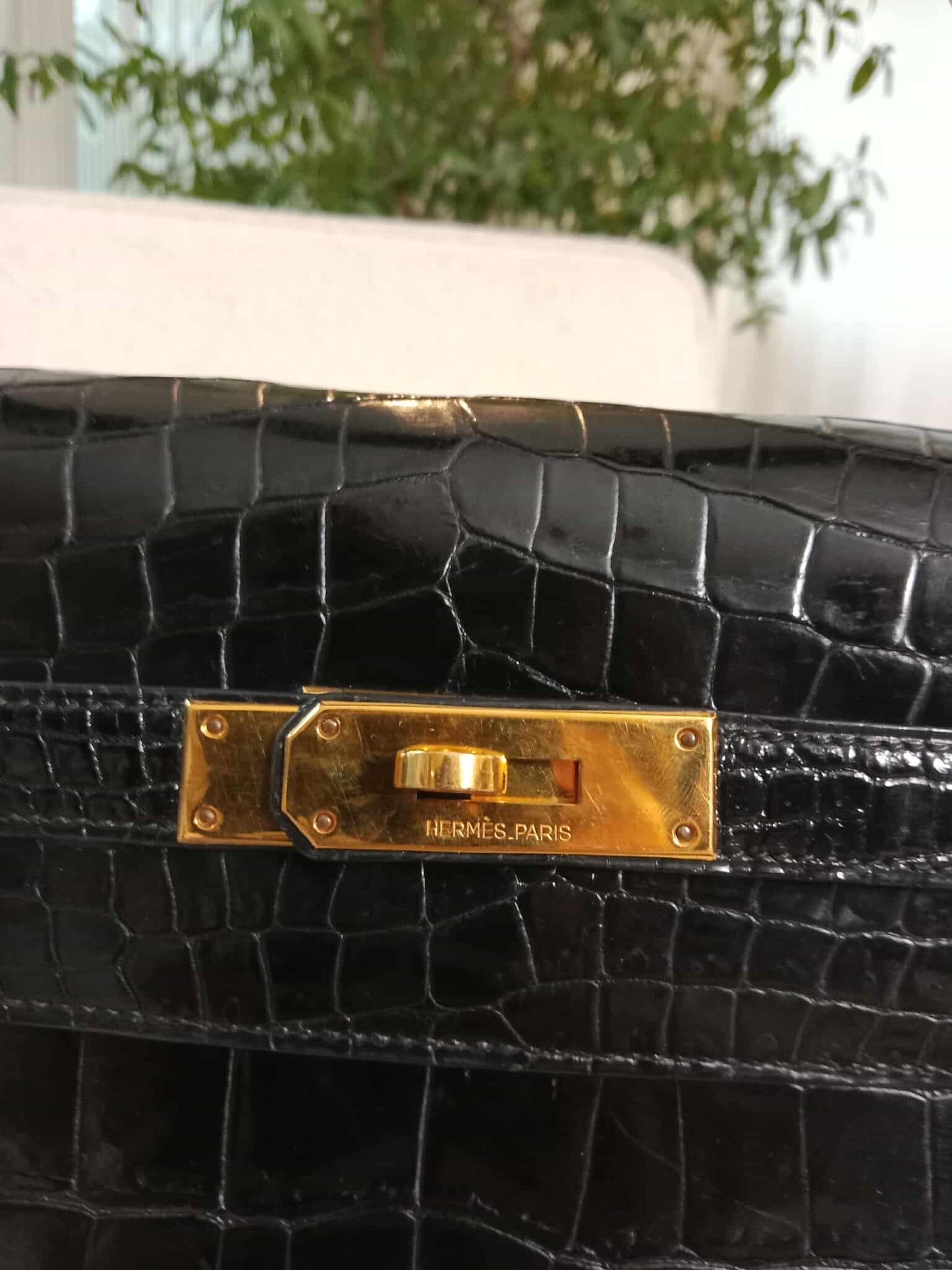Hermes Kelly 35 Crocodile Noir Stamp G Circle 1977