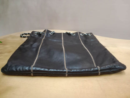 Chanel Drawstring Lambskin Black Tote Bag Series 8