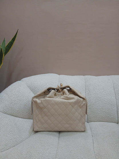 Chanel 25 Beige Caviar Medium Microchipped