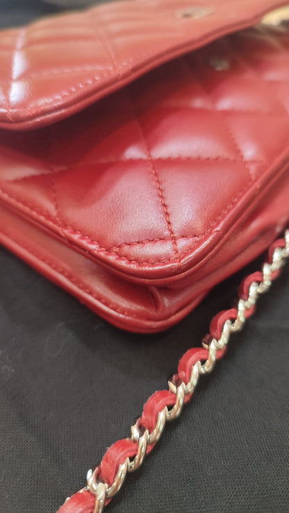 Chanel Wallet on Chain Red Lambskin Series 16