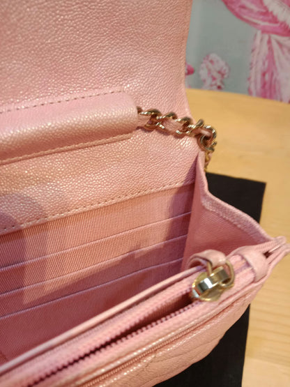Chanel Classic Wallet on Chain Pink Iridescent Caviar Series 27