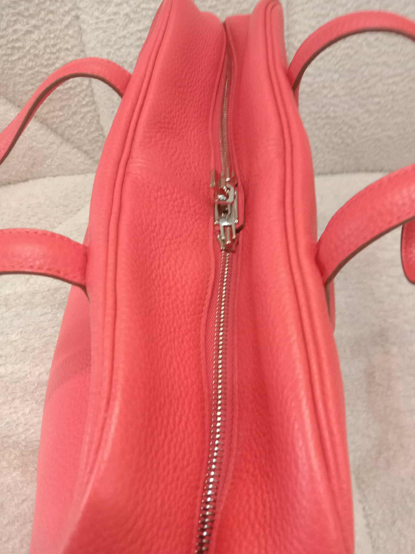 Hermes Victoria 35 Rose Jaipur Clemence Stamp R Square 2014