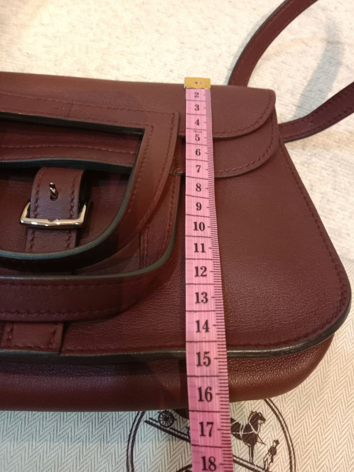 Hermes Halzan 22 Burgundy Clemence Stamp A 2017