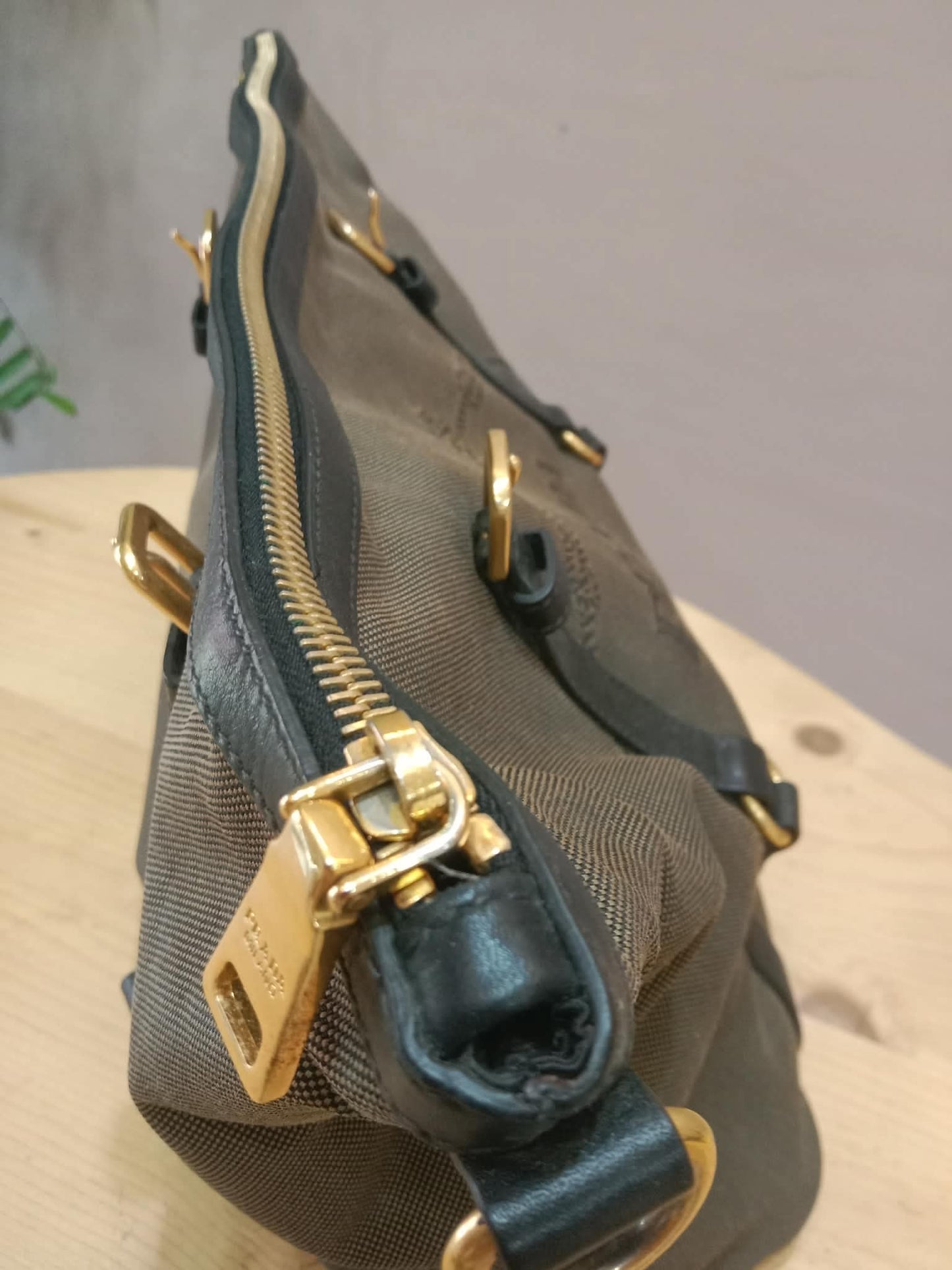 Prada Logo Jacquard Tote Corda Bruciato