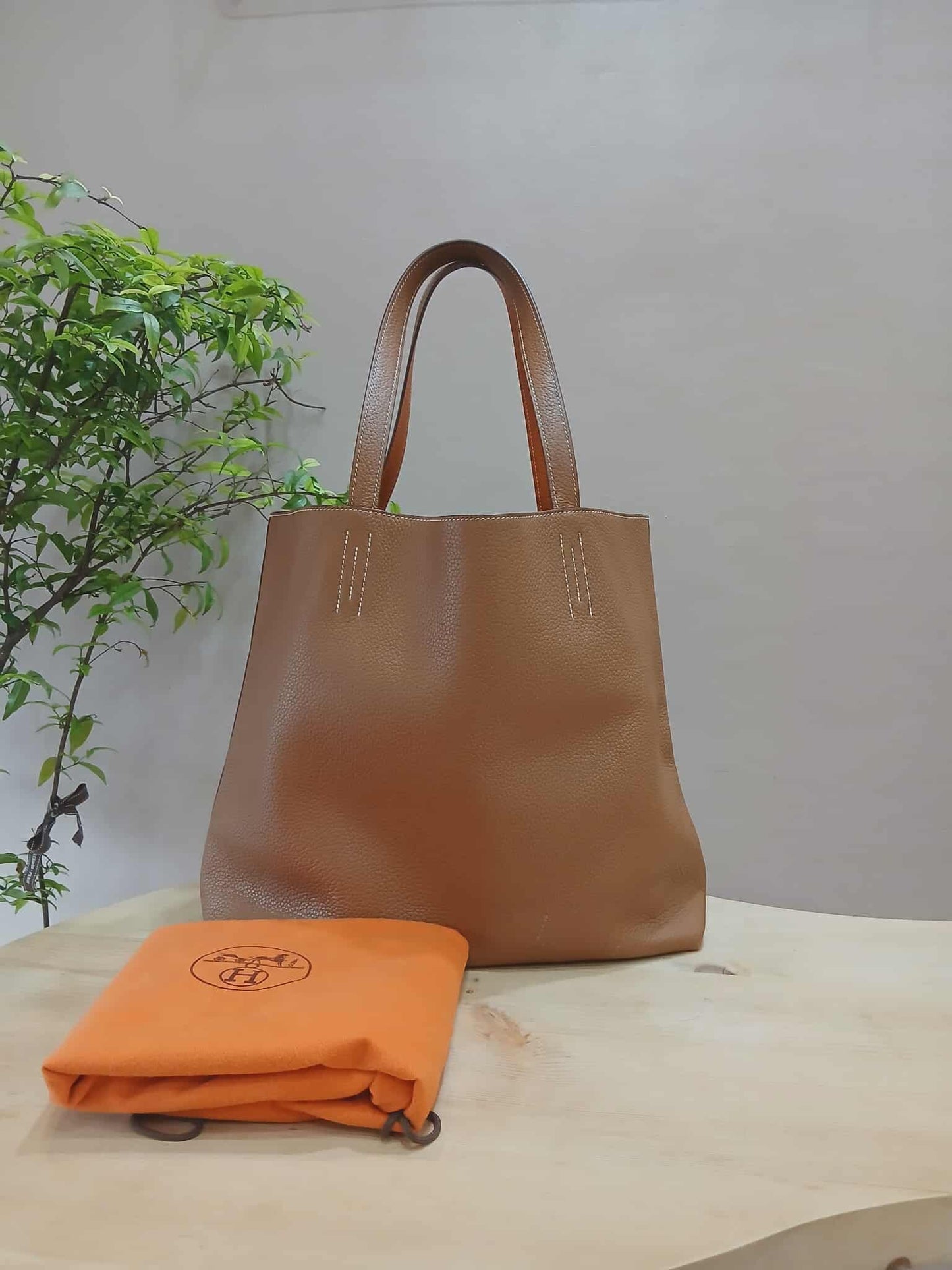 Hermes Double Sens 36 Gold/Poppy Orange Clemence Stamp R Square 2014