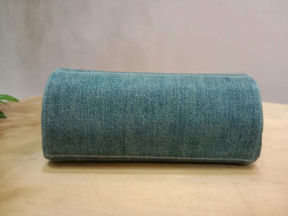 Chanel Vintage Denim and Leather Chocolate Bar Blue Green Denim Series 6