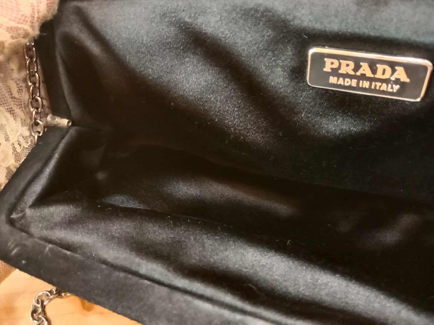 Prada Black Satin Raso Chic Kisslock Eastwest Bag