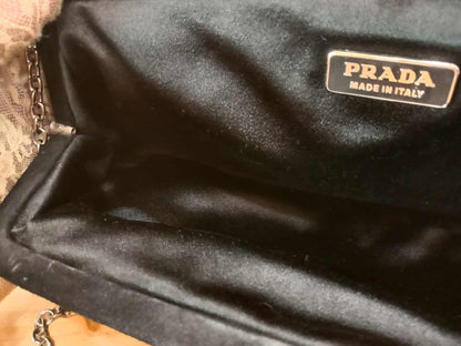 Prada Black Satin Raso Chic Kisslock Eastwest Bag