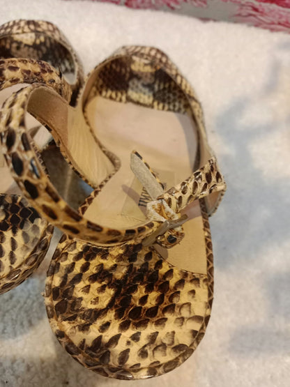 Jimmy Choo Python-Embossed Open-Toe Slingback Pumps Size 35