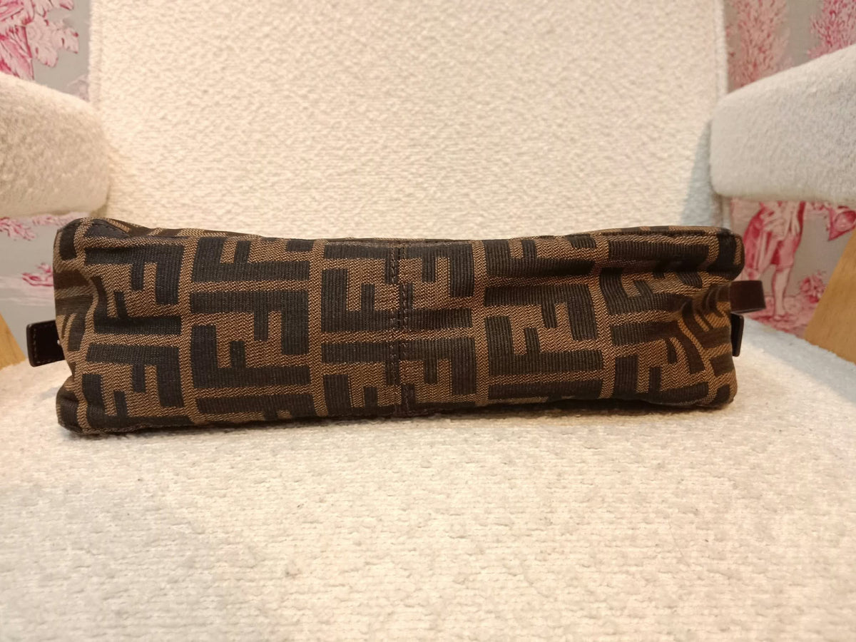 Fendi Zucca Baguette Canvas Shoulder Bag Brown