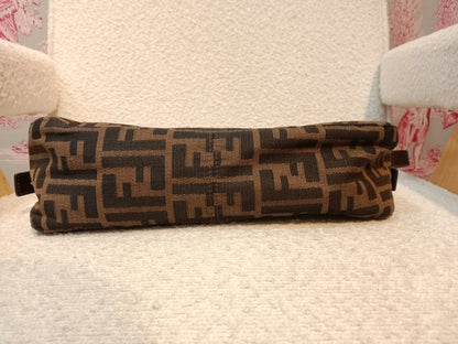 Fendi Zucca Baguette Canvas Shoulder Bag Brown