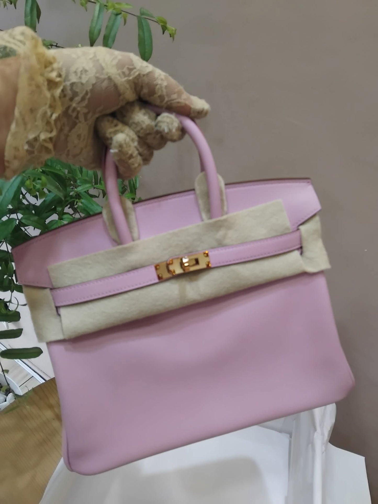 Hermes Birkin 25 Mauve Sylvestre Swift Rose Gold Hardware Stamp W 2024
