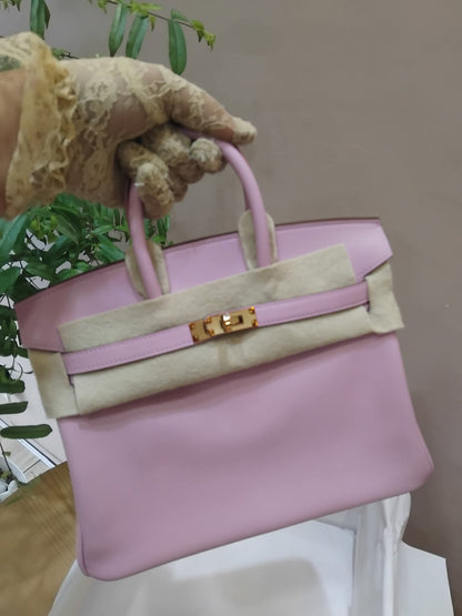 Hermes Birkin 25 Mauve Sylvestre Swift Rose Gold Hardware Stamp W 2024
