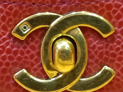 Chanel Diana Quilted Caviar Leather Red Series 2